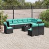 vidaXL 11 Piece Garden Sofa Set with Cushions Black Poly Rattan