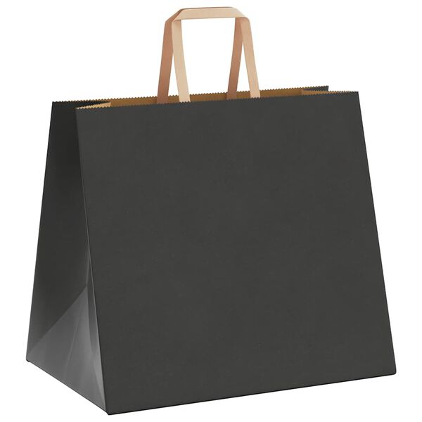vidaXL Paper Bags 250 pcs with Handles Black 32x22x28 cm