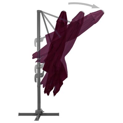 vidaXL Cantilever Umbrella with Aluminium Pole Bordeaux Red 300x300 cm