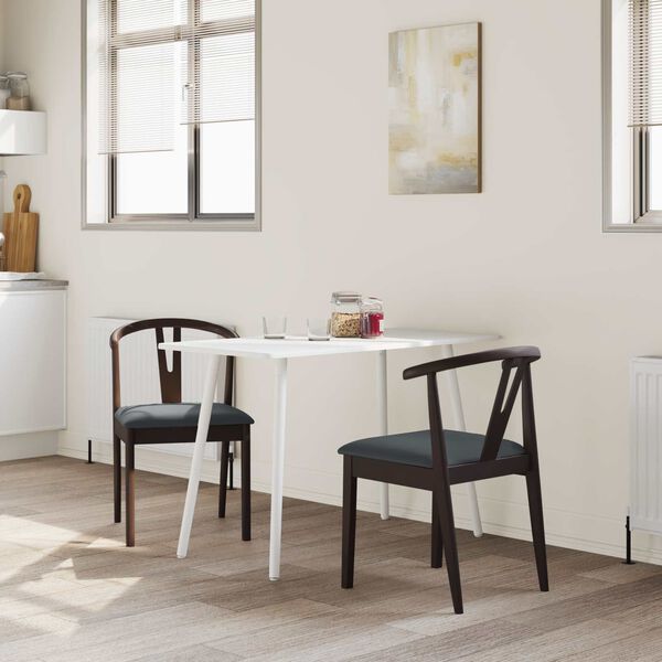 vidaXL Dining Chair 2 pcs Light Brown and Black Solid Rubber Wood