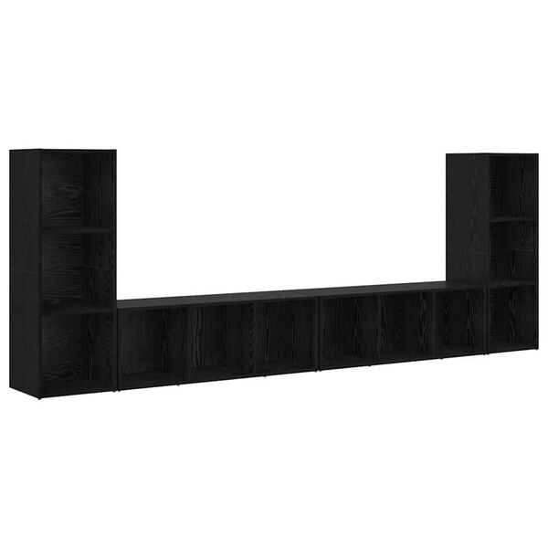 vidaXL TV Cabinet Set Wall-mounted 4 pcs Black Oak 37 x 35 x 107.5 cm