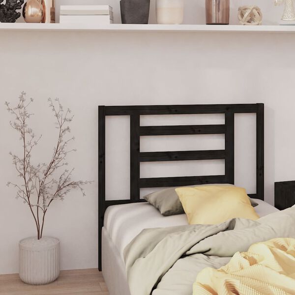 vidaXL Bed Headboard Black 96x4x100 cm Solid Wood Pine