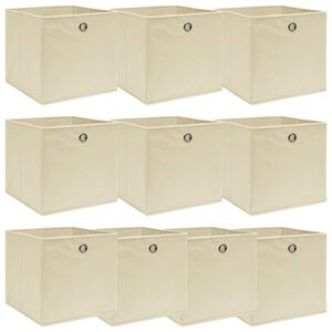 vidaXL Storage Boxes 10 pcs Cream 32x32x32 cm Fabric