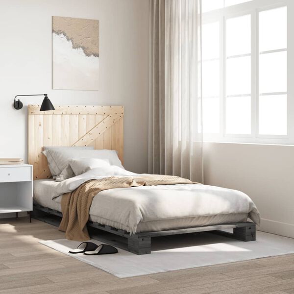 vidaXL Bed Frame without Mattress Grey 100x200 cm Solid Wood Pine