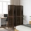vidaXL Room Divider 4 Panels Dark Brown Solid Wood Paulownia