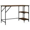 vidaXL Desk Smoked Oak 120x50x75 cm Metal and Engineered Wood