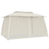 vidaXL Gazebo with Double Roof and Mesh Walls Cream 3.93x2.93 m Steel