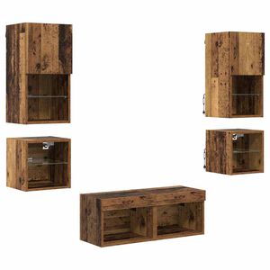 vidaXL TV Wall Units 8 pcs Old Wood Engineered Wood