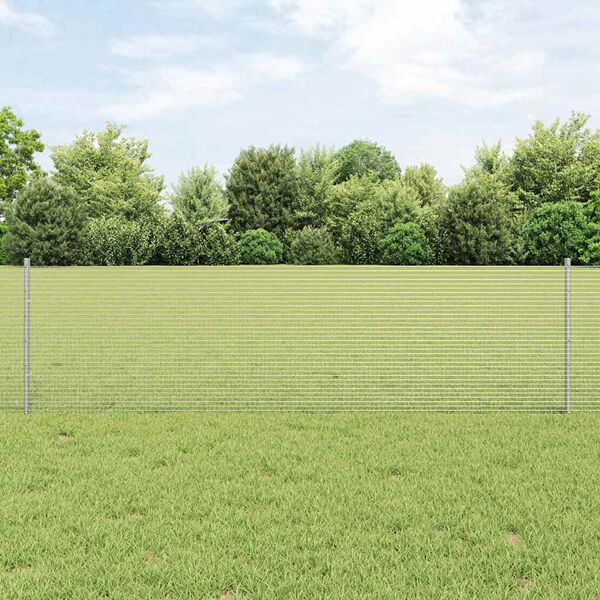vidaXL Fence with Post Silver 0.6 x 10 m Steel