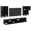 vidaXL TV Wall Cabinet Set 7 pcs Black Oak Engineered Wood