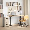 vidaXL Desk with Storage Black and Natural 120 x 60 cm Solid Oak Wood