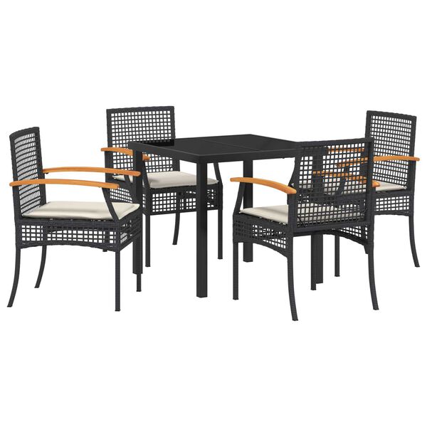 vidaXL Garden Dining Set 5 pcs Black Poly Rattan