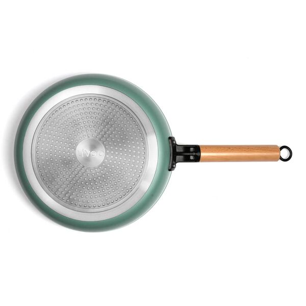 Livoo 2-Piece Frypan Set with Wooden Handles Green