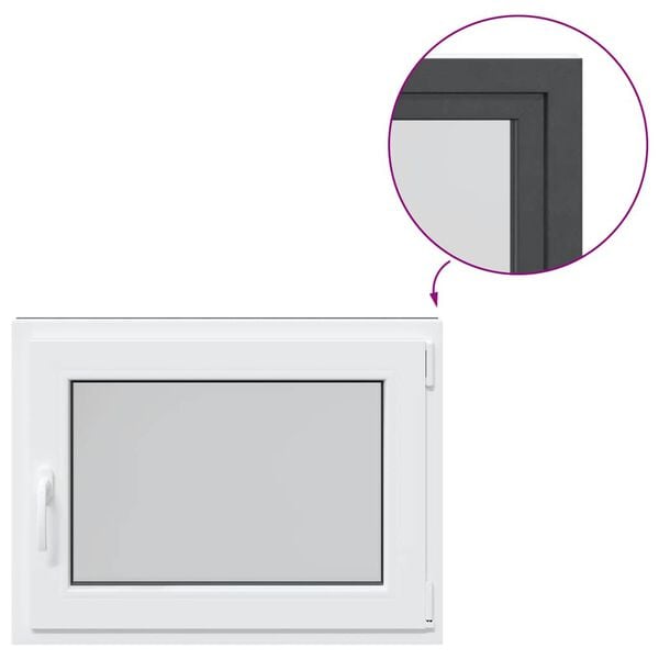 vidaXL Basement Window "RISOR" 80x60 cm Tilt&Turn DIN Right Anthracite