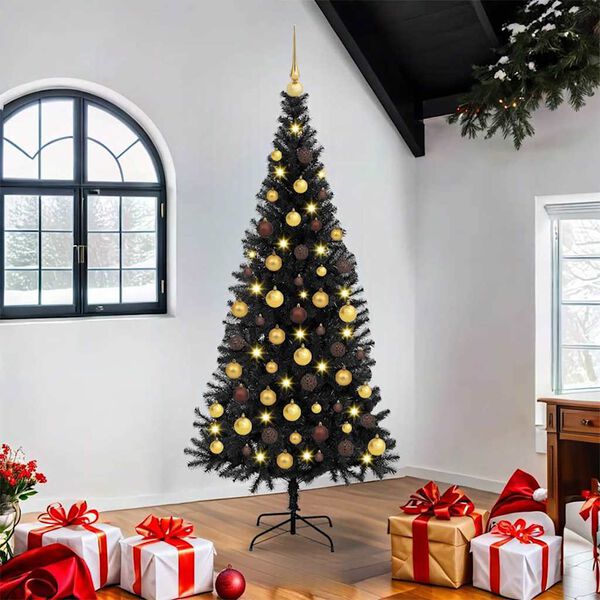 vidaXL Christmas Tree with 300 LEDs with Stand Black 180 cm PVC