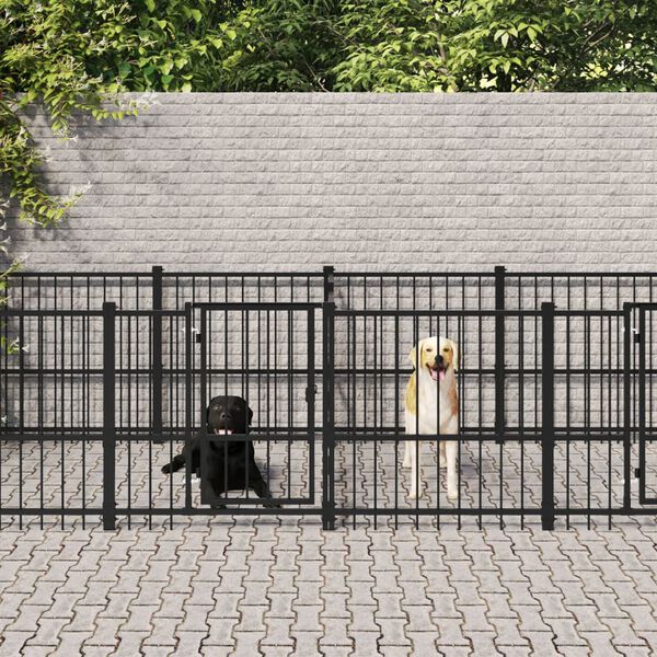 vidaXL Outdoor Dog Kennel Steel 7.51 m&sup2;