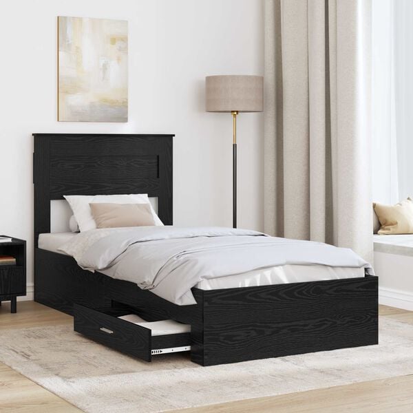 vidaXL Bed Frame with Headboard Black Oak 90 x 190 cm Engineered Wood