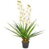 vidaXL Artificial Plant Orchid with Pot White 90 cm