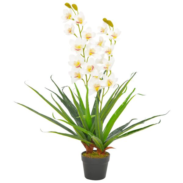 vidaXL Artificial Plant Orchid with Pot White 90 cm