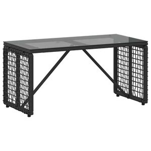vidaXL Outdoor Table Black 80 x 40 x 40 cm PE Rattan and Glass