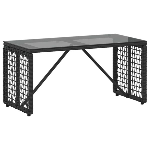 vidaXL Outdoor Table Black 80 x 40 x 40 cm PE Rattan and Glass