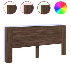 vidaXL Headboard Cabinet with LED Brown Oak 220x16.5x103.5 cm