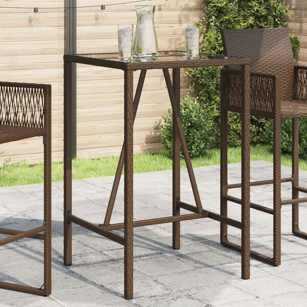 vidaXL Outdoor Bar Table Brown 70x70x110 cm Poly Rattan