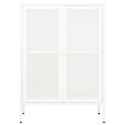 vidaXL Sideboard White 75x35x105 cm Steel and Glass