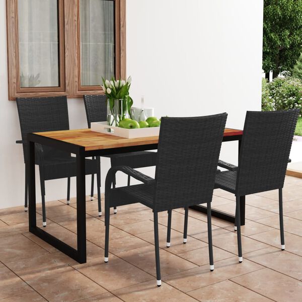 vidaXL 5 Piece Garden Dining Set Black