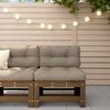vidaXL Middle Sofa with Cushions Honey Brown Solid Wood Pine