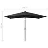 vidaXL Garden Parasol with LEDs and Steel Pole Black 2x3 m