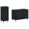 vidaXL 2 Piece Bathroom Cabinet Set HAARLEM Black Engineered Wood