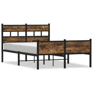 vidaXL Bed Frame without Mattress Smoked Oak 120x190 cm Small Double Engineered Wood