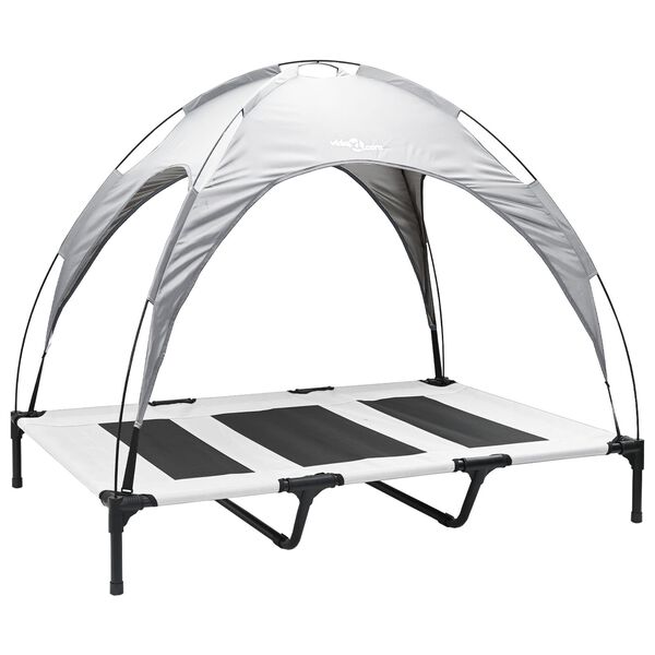 vidaXL Dog Bed Folding Manual Silver Grey 122 x 93 x 106.5 cm Steel