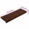 vidaXL Stair Mats 15 pcs 65x21x4 cm Brown Rectangular Edge