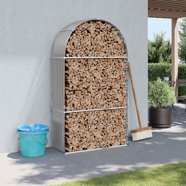 vidaXL Log Holder Light Grey 120x45x210 cm Galvanised Steel