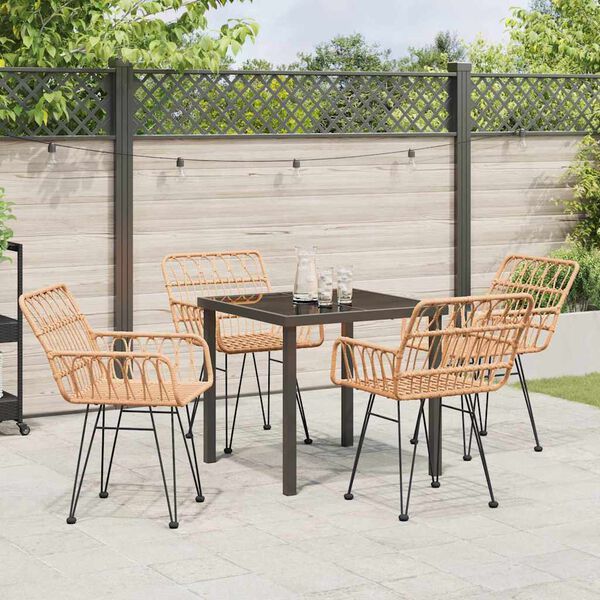 vidaXL Garden Dining Set 5 pcs Brown Powder-Coated Steel