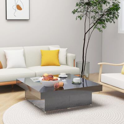 vidaXL Coffee Table High Gloss Grey 90x90x28 cm Engineered Wood
