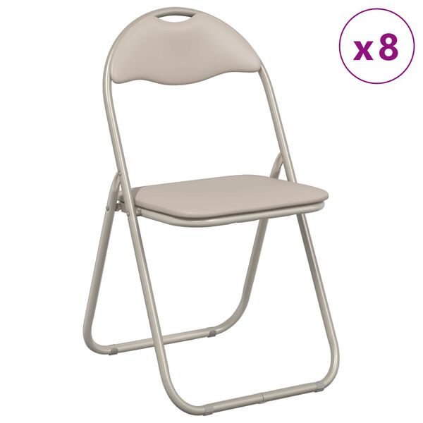 vidaXL Folding Chair 8 pcs Sand 48 x 43.5 x 81 cm Faux Leather