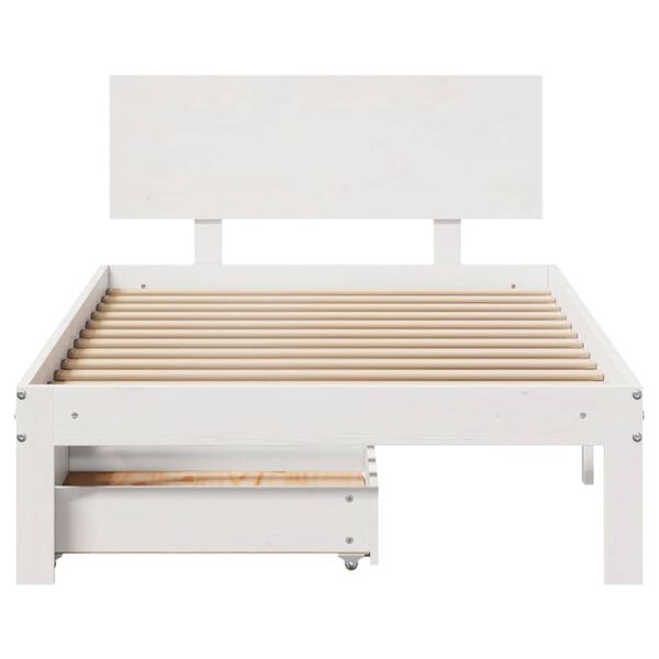 vidaXL Bed Frame with Drawers without Mattress White 75x190 cm Small Single