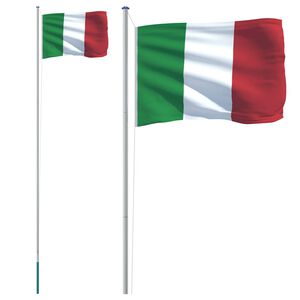 vidaXL Italy Flag and Pole 6.08 m Aluminium