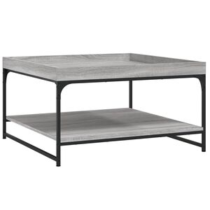 vidaXL Coffee Table Grey Sonoma 80x80x45 cm Engineered Wood and Iron