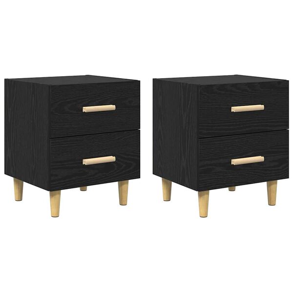vidaXL Bed Cabinet 2 pcs Black Oak 40 x 35 x 47.5cm Engineered Wood