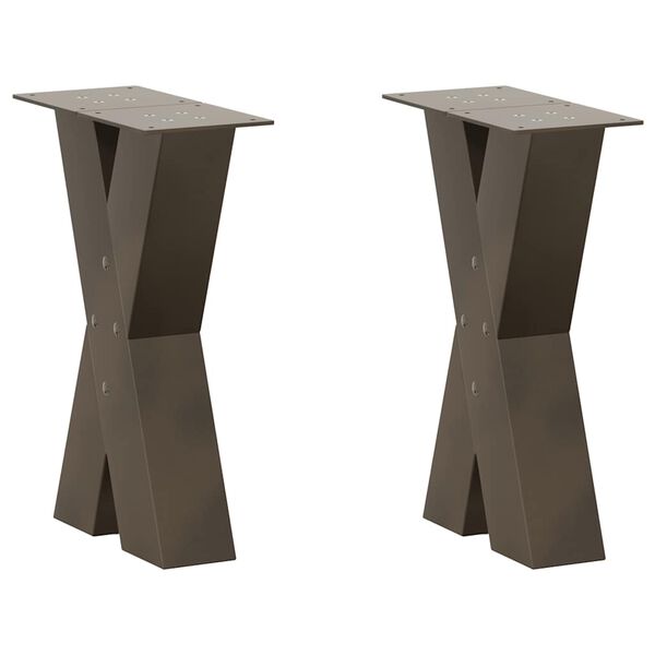 vidaXL Coffee Table Legs X-Shaped 2 pcs Natural Steel 38x(42-43) cm Steel