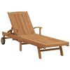 vidaXL Sun lounger Folding with Cushion 2 pcs Brown Solid Teak Wood