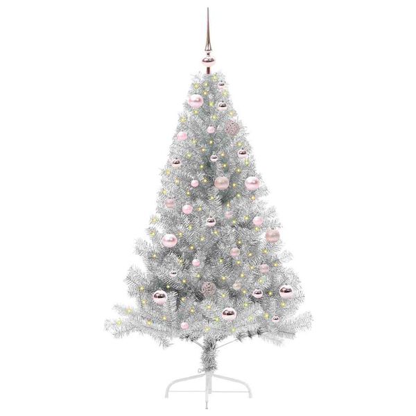 vidaXL Artificial Pre-lit Christmas Tree Silver 150 cm PET