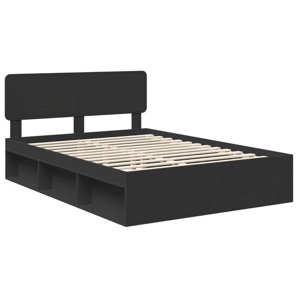vidaXL Bed Frame with Headboard Black 150 x 200 cm Solid Pine Wood