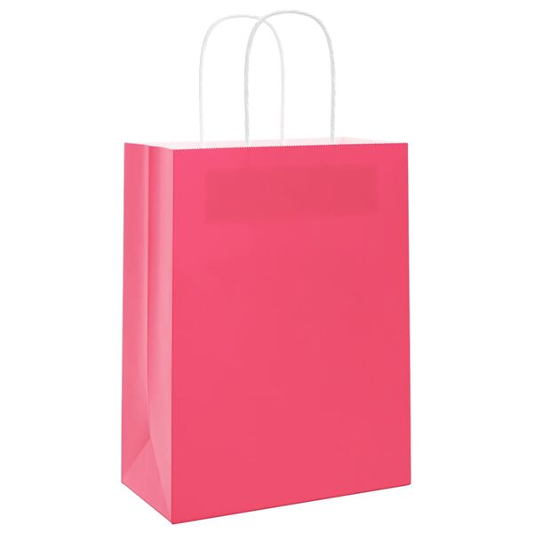 vidaXL Paper Bags 50 pcs with Handles Pink 21x11x28 cm