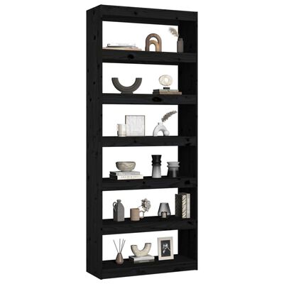 vidaXL Book Cabinet/Room Divider Black 80x30x199.5 cm Solid Wood Pine