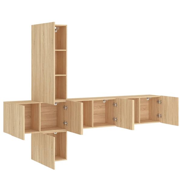vidaXL 5 Piece TV Wall Units Sonoma Oak Engineered Wood